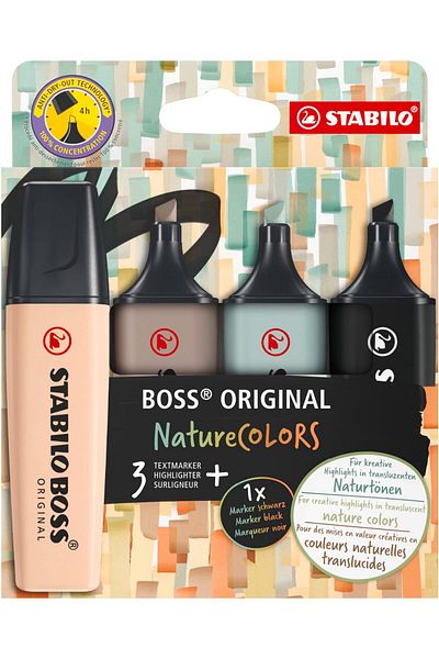 erorex Highlighter Boss Original Naturecolors Pack Of 4 Beige Warm Grey Earth Green Black