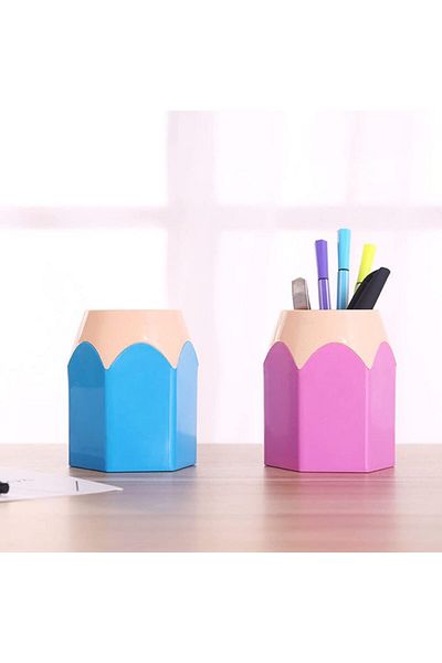 erorex 5Pcs Plastic Stationer Pots For Kids Color Pencil Holder Classroom Pens Organiser Accessories For
