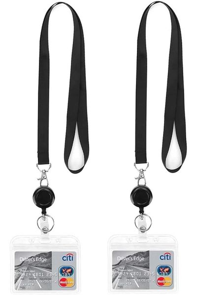 erorex 2 Pack Retractable Badge Holders With 2 Pcs Waterproof Transparent Card Holder Metal Id Badge