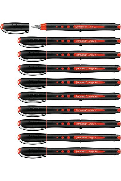 erorex Black Rollerball Pen Medium Pack Of 10 Red