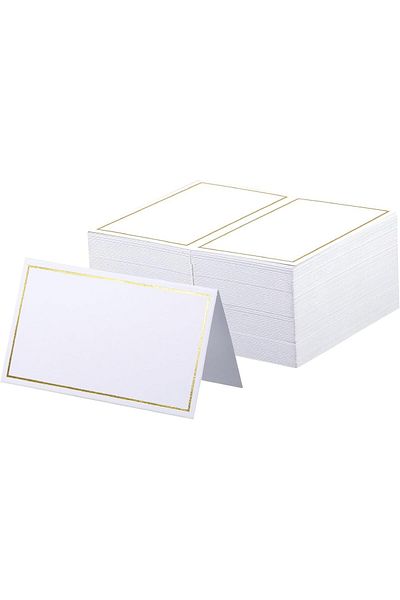 erorex Place Cards Pack Of 120 Small Tent Cards With Gold Foil Border Perfect For Weddings Banquets Events