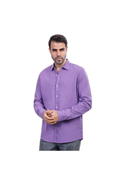 COUP قميص كتان رجالي بأكمام طويلة 1200343 M-أرجواني