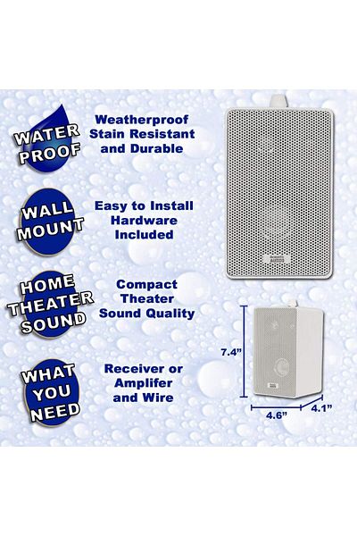 erorex Electronics Lu43Pb 3 Way High Performance Outdoor Indoor Speakers With Powerful Bass Pair Lu43Pb