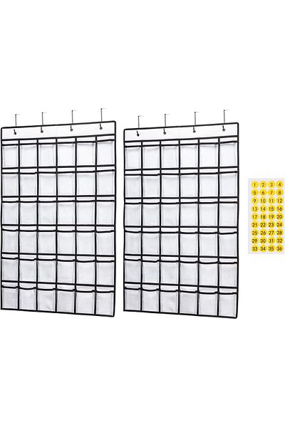 erorex 2 Pack 36 Pockets Classroom Pocket Chart For Cell Phone Calculator Holder Clear Pocket Chart