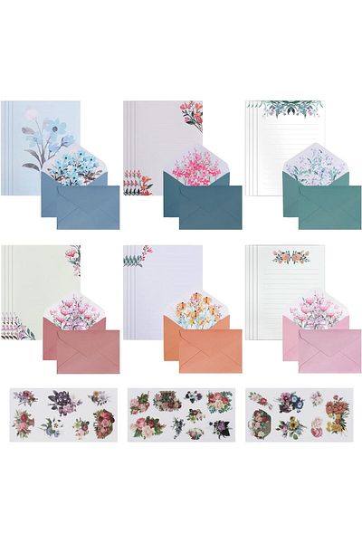erorex Writing Paper And Envelopes Set Flower Design Writing Letter Paper 24Pcs Writing Stationery Paper