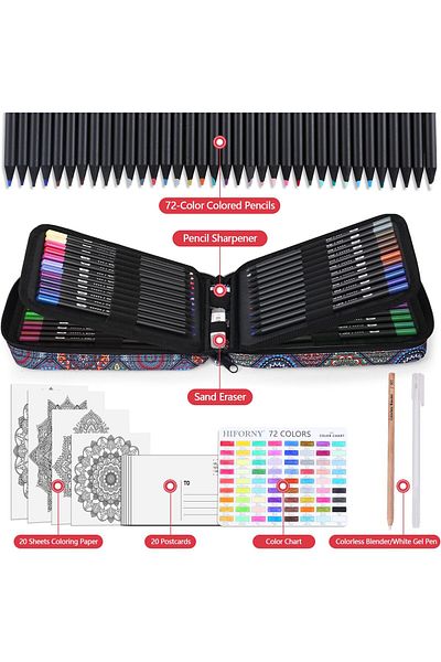 erorex 78 Pack Premium Black Edition Colored Pencils Set For Adults Coloring 72 Coloring Pencils With