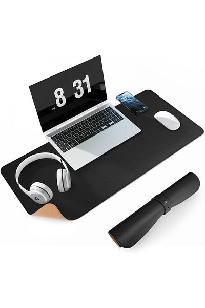 erorex Leather Desk Mat Protector Durable Textured Desk Pad With Stitched Edge Waterproof Non Slip Large