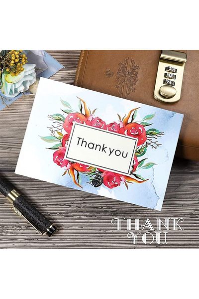 erorex Thank You Cards Pack Of 24 Flower Designs Elegant Bulk Thank You Notes Ink Painting Series Thank