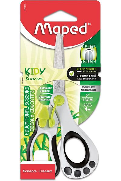 erorex Spring Assisted Educational Scissors Kids 5 Inch Blunt Tip Right Handed Use 470249Us Black White