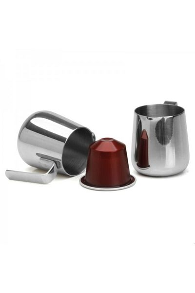 ILSA Set of 4 mini stainless steel milk jugs, 4x10 ml