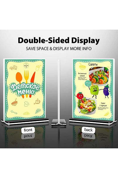 erorex Acrylic Sign Holder A4 Poster Menu Holder Double Sided Display Stands For Restaurant Hotel