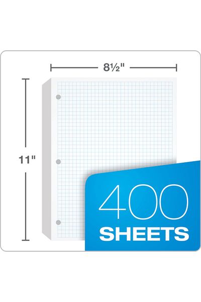 erorex Filler Paper 21.6 Cm X 28 Cm 4 X 4 Graph Rule 3 Hole Punched Loose Leaf Paper For 3 Ring Binders