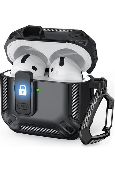 erorex حافظة جلدية لأجهزة Airpods أنيقة ملونة مزودة بإغلاق كبس وحافظة شحن باللون البني لأجهزة Airpods 3