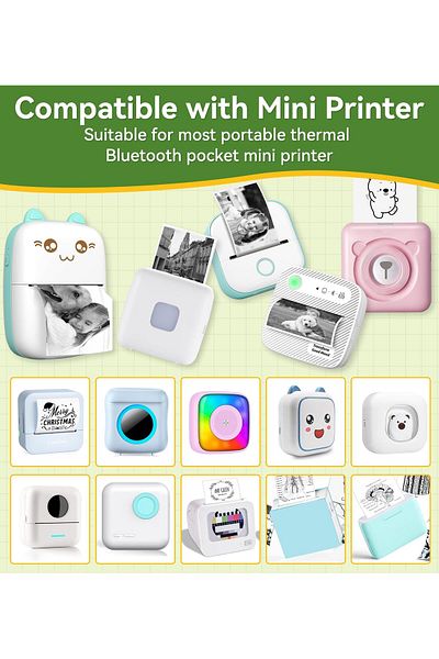 erorex 6 Roll Mini Sticker Printer Photo Paper 57 X 30Mm Thermal Printer Paper White Self Adhesive For
