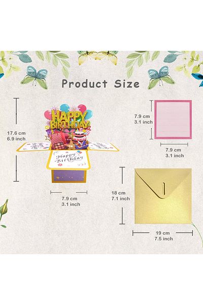 erorex Birthday Cards 3D Pop Up Blowable Birthday Cake Greeting Cards Unique Handmade Foldable Celebration