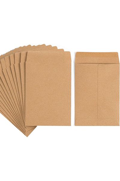 erorex 100 Pack Small Coin Envelopes Self Adhesive Kraft Paper Seed Envelopes Mini Parts Small Items