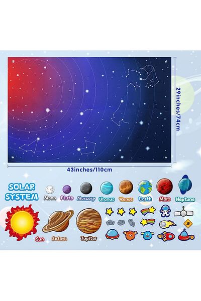 erorex 40Pcs Solar System Planets Toys Solar System Felt Board For Toddlers Felt Flannel Board Story Set