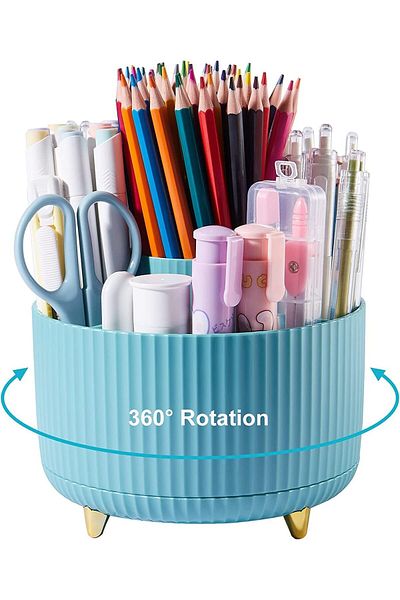 erorex Pen Pencil Holder For Desk 360 Degree Rotation Pencil Holder 5 Slots Pencil Holder Makeup Brush