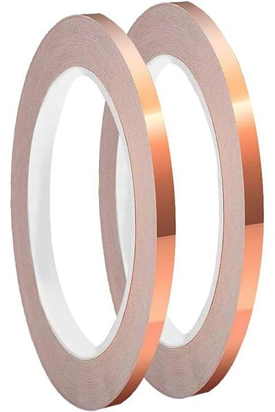 erorex Copper Foil Tape 2Pcs 10Mm Single Sided Conductive Copper Tape With Adhesive For Emi Shielding Slug