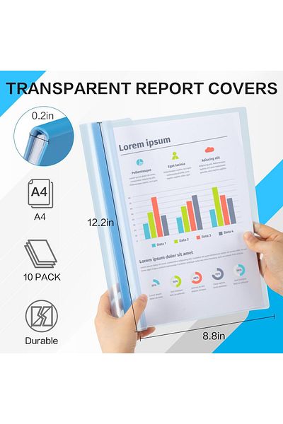 erorex 10 Pack Sliding Bar Clear Report Covers Transparent Resume Presentation File Folders Organizer