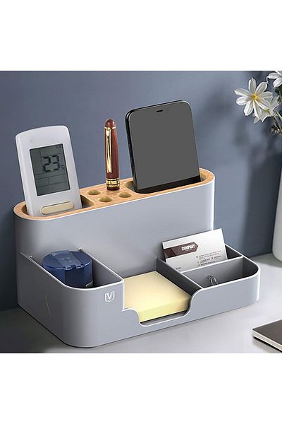 erorex Stationery Storage Box For Office Desktop Divided Storage Plastic Pen Container For Office Supplies