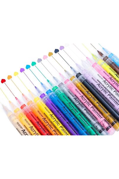 erorex Acrylic Paint Marker Pens 18 Colors Premium Waterproof Permanent Paint Art Marker Pen Set For Rock