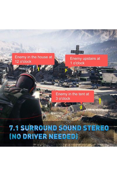erorex Usb Gaming Headset For Pc Wired Computer Headphone With Detachable Noise Canceling Mic 7.1 Surround