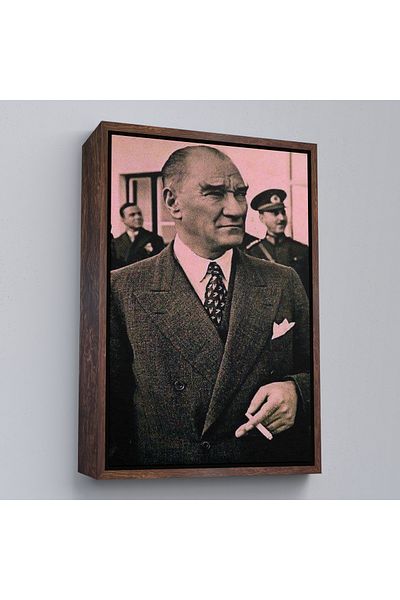 Harita Sepeti Pictură portret Ataturk cu cadru alb Mustafa Kemal Ataturk Pictură decorativă pe pânză dreptunghiulară