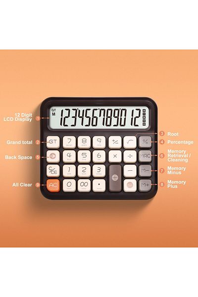 erorex Mechanical Switch Calculator Retro Basic Calculator 12 Digits Large Lcd Display For Everyday Life