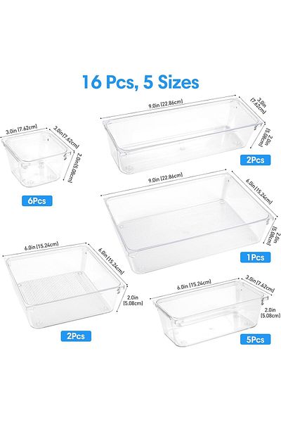 erorex Clear Plastic Drawer Organizers Set Versatile Bathroom And Vanity Drawer Organizer Trays Storage