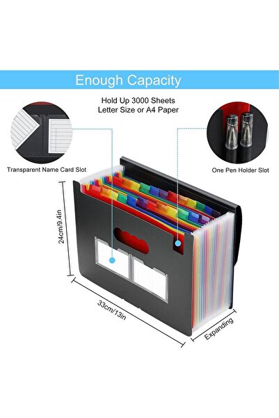 erorex Expanding File Folder 24 Pocket A4 Letter Size Portable Document Organizer With Colored Tabs