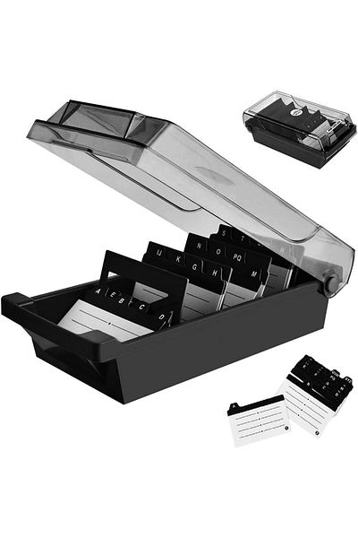 erorex 500 Capacity Card Holder Business Card Storage Box Desktop Card Organizer Card Box With Dividers