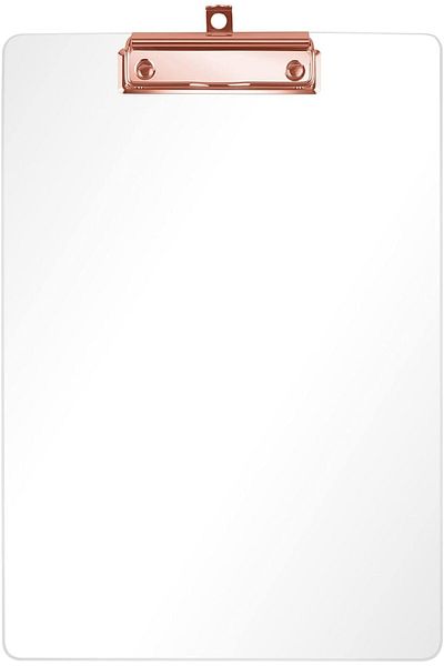 erorex Thick Acrylic Clear Clipboards Transparent Letter Size Clipboard With Rose Gold Strong Clip Hidden