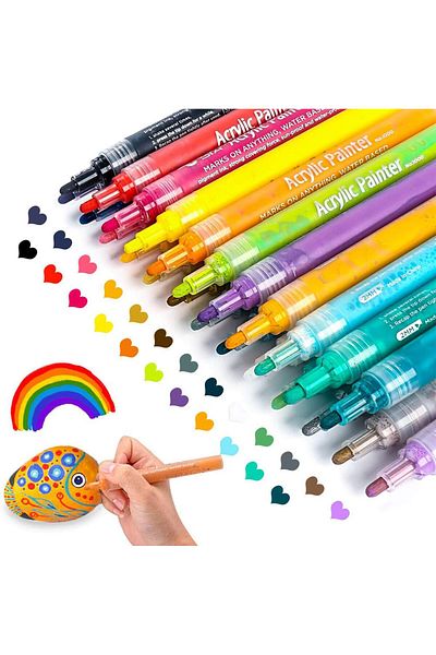erorex Acrylic Paint Markers Pens 24 Classic Colors Paint Markers Non Toxic Acrylic Markers Paint Pens