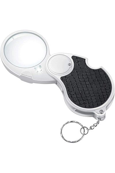 erorex 5X Pocket Magnifying Glass Handheld With Light Foldable Pocket Keychain Jewelers Loupe Lighted For