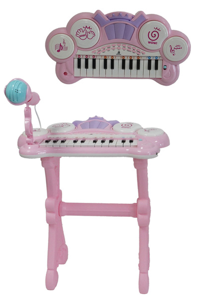rennes NP-900PK 24 Tuşlu Elektronik Pembe Çocuk Piyanosu Mikrofon Tabure Full Set (Işıklı Öğretici Mod)