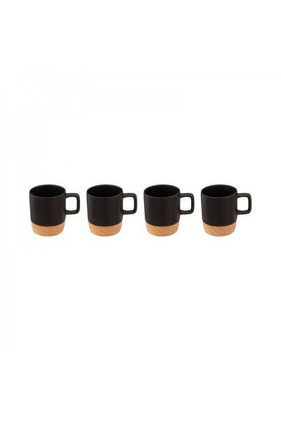 Secret de Gourmet Set 4 cesti cu baza din bambus, Modern Wood, 120 ml