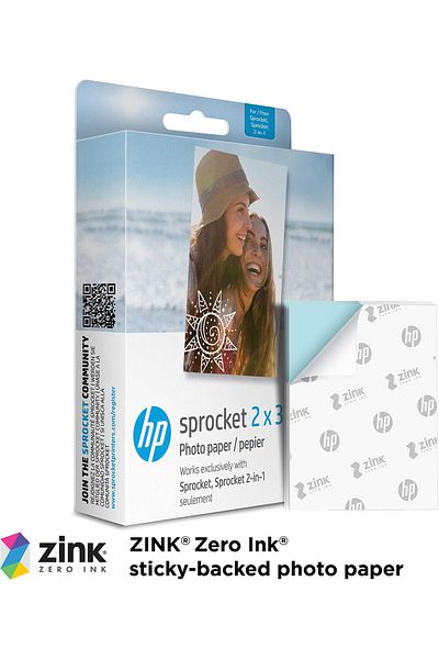erorex 2X3 Premium Zink Sticky Back Photo Paper 20 Sheets Compatible With Photo Printers.