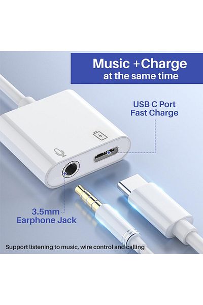 erorex 2 In 1 Headphone Adapter Lightning To 3.5 Mm Headphone Jack Adapter Compatible With Iphone Type C