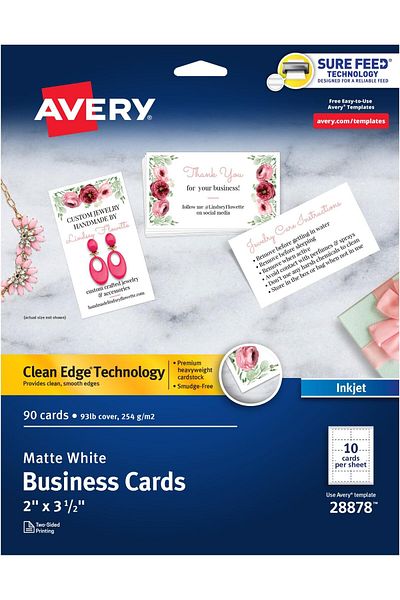 erorex Clean Edge Printable Business Cards With Sure Feed Technology 2 Inch X 3.5 Inch White 90 Blank