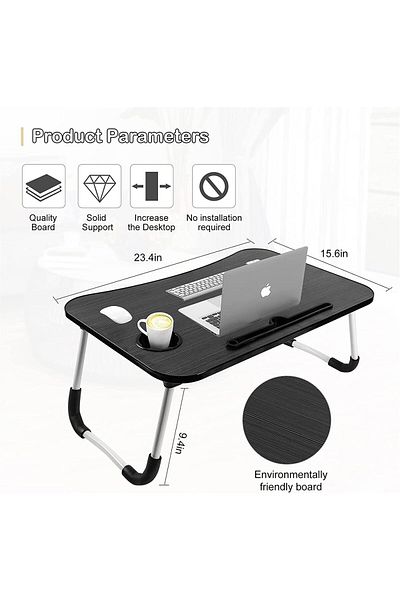 erorex Portable Folding Laptop Desk For Bed With Ipad And Cup Holder Adjustable Lap Tray Notebook Stand