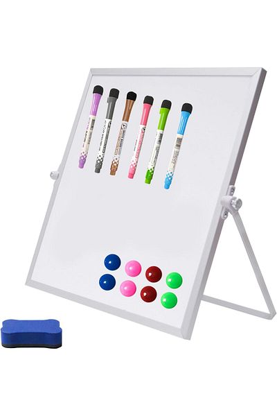 erorex Desktop Magnetic Whiteboard 16*12 Inch Double Sided Dry Erase Whiteboard With Revolving Stand For