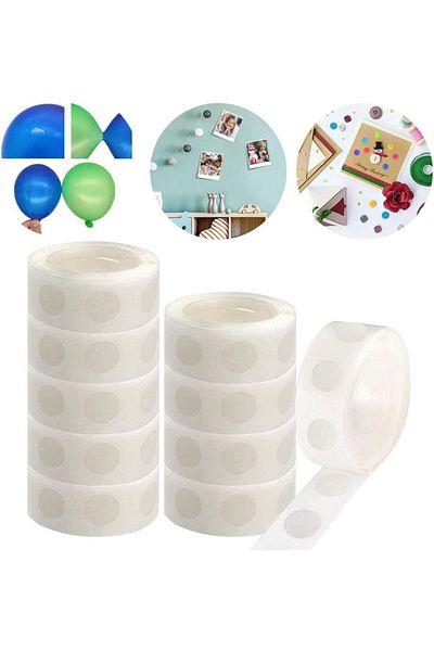 erorex 1000 Pcs Balloon Clear Glue Points Double Sided Sticky Notes Tape Strips Removable Traceless Round