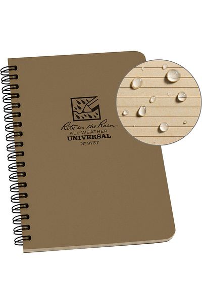 erorex All Weather Side Spiral Notebook 4 5 8 Inch X 7 Inch Tan Cover Universal Pattern No. 973T