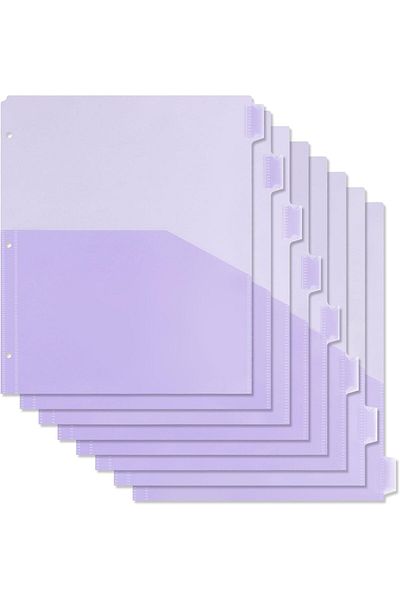 erorex Binder Dividers With Pockets 8 Plastic Dividers For 3 Ring Binders Pocket Dividers With 3 Holes For