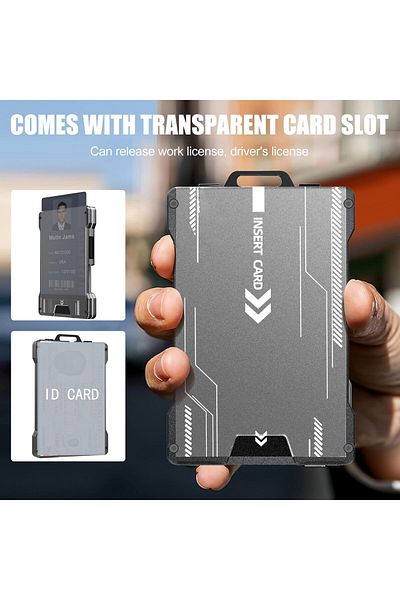 erorex Wallet For Men Slim Aluminum Metal Business Card Holder With Clear Window Id Badge Clip Wallet With