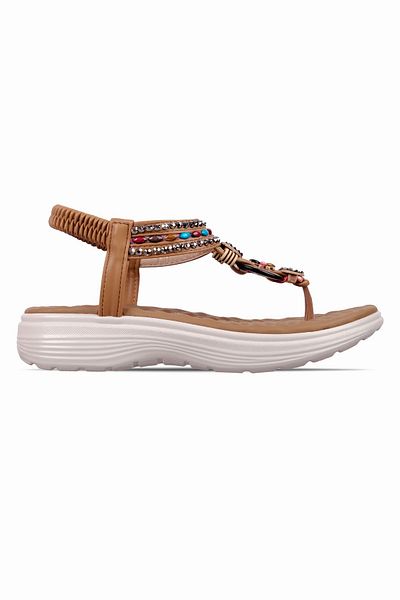 Lal Shoes & Bags Sandale Kerly pentru femei, cu mărgele colorate, cu detalii, bronz