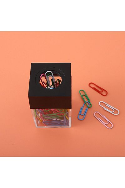 erorex Magnetic Paper Clip Box Square Transparent Plastic Paper Clip Dispenser With 18 Paper Clips Desktop