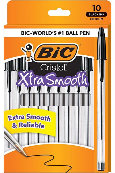 erorex Cristal Xtra Smooth Ballpoint Pen Medium Point 1.0Mm Black 10 Count Msp101Bk