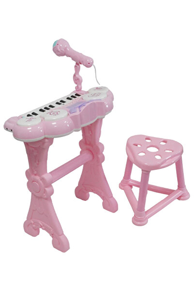 rennes NP-900PK 24 Tuşlu Elektronik Pembe Çocuk Piyanosu Mikrofon Tabure Full Set (Işıklı Öğretici Mod)